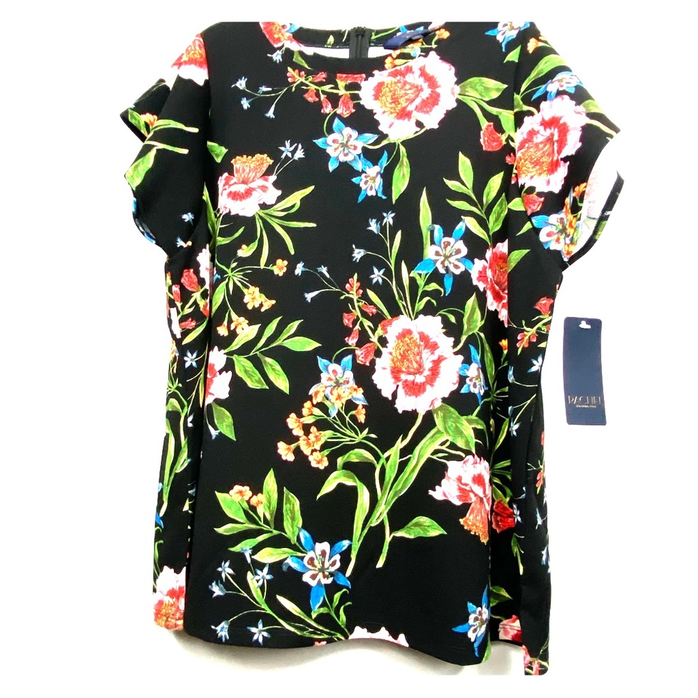 Rachel Roy Black Combo Floral Top